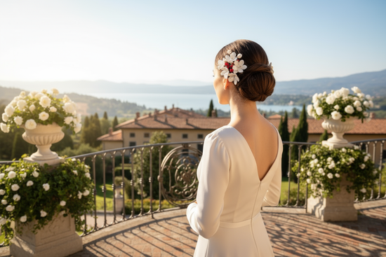 Woman on Balcony with Visible Hairpin Banner