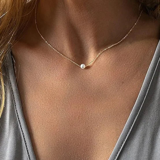Stainless Artificial Pearl Necklace | Stainless Steel