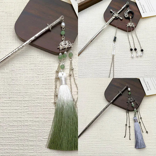 Tassel Geometric Hairpin Headband | Alloy