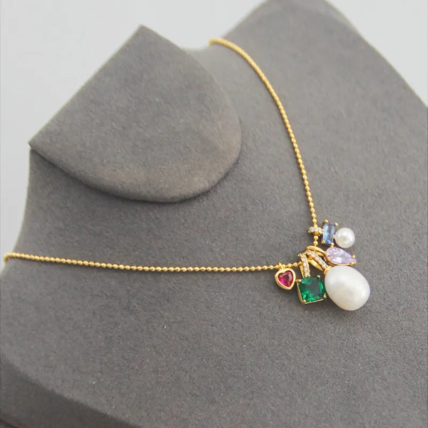Zircon Freshwater Pearl Pendant Necklace | Freshwater Pearl