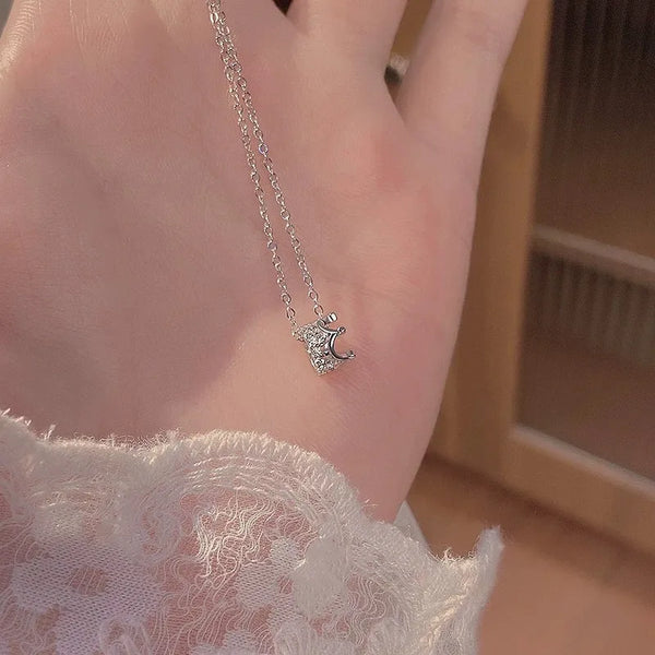 Gold-Plated Zircon Crown Necklace | 925 Sterling Silver