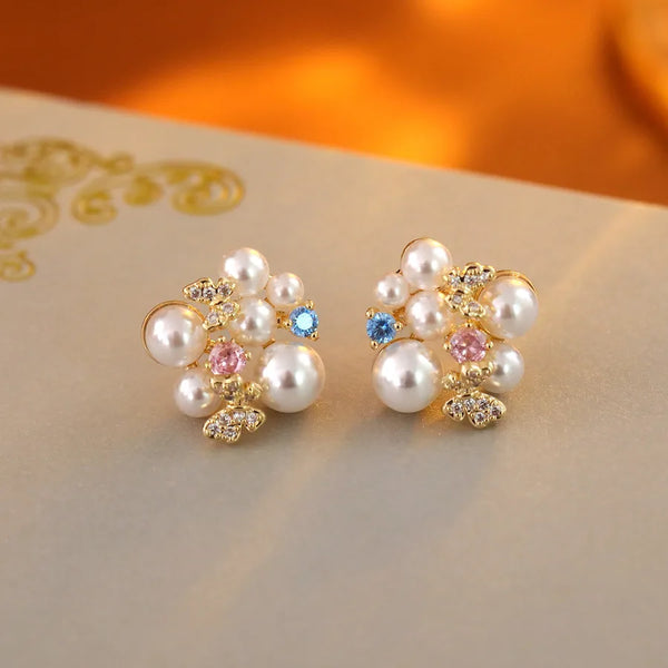 Pearl Floral Stud Earrings | 925 Sterling Silver