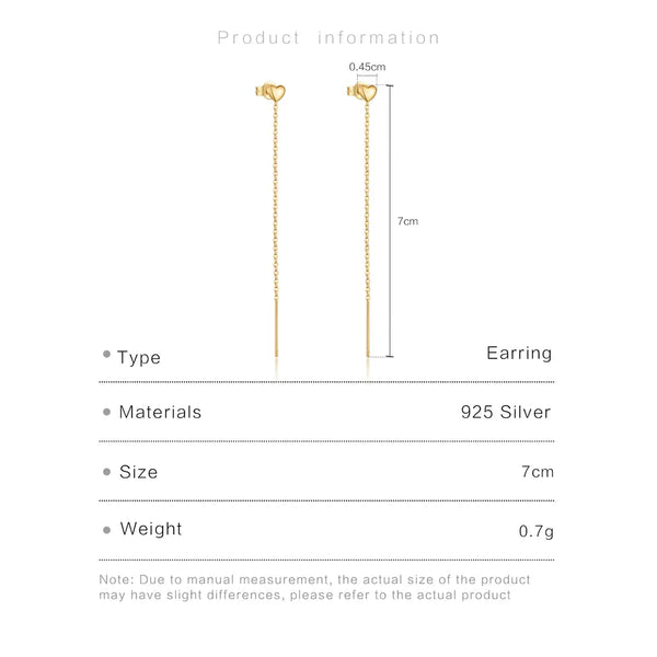 Gold-Plated Heart Drop Earrings | 925 Sterling Silver