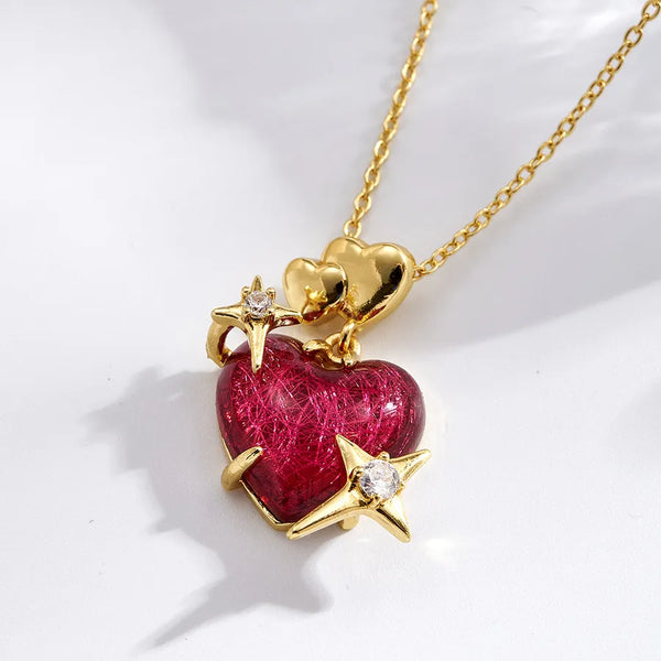 Celestial Heart Pendant Necklace | Stainless Steel