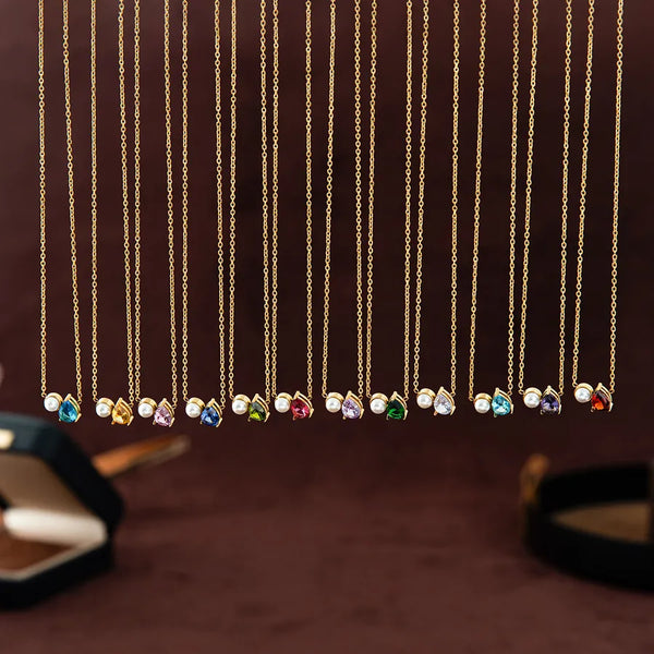 Pearl Zircon Necklace | Stainless Steel