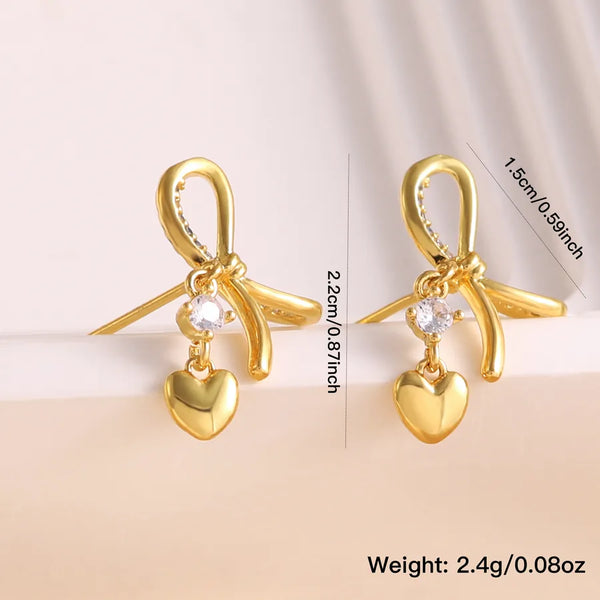 Zircon Heart Drop Earrings | Copper