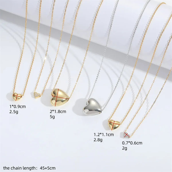 Gold-Plated Heart Pendant Necklace | Copper