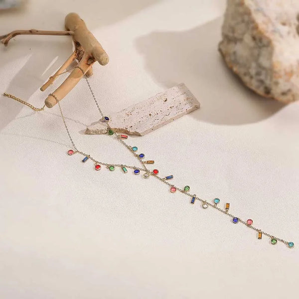Long Zircon Necklace | Copper
