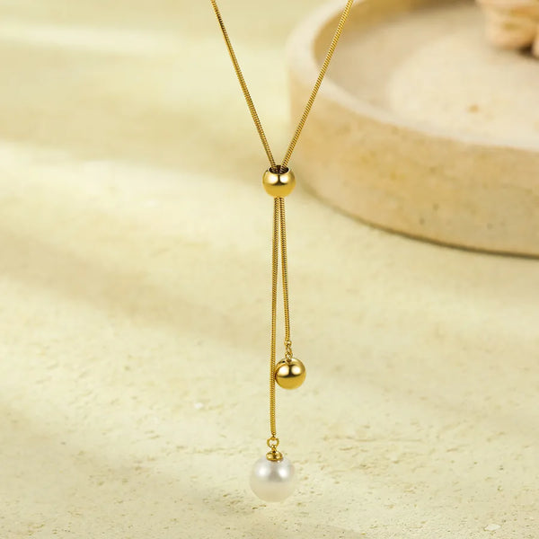 Pearl Pendant Necklace | Stainless Steel