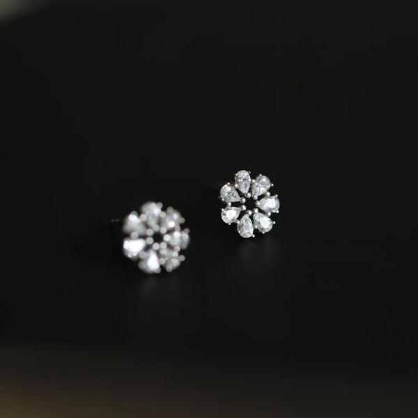 Silver-Plated Floral Stud Earrings | Silver
