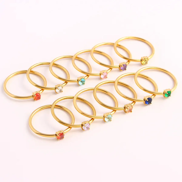 Red Zircon Ring | Stainless Steel