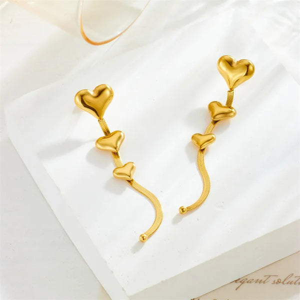 Heart Drop Earrings | Stainless Steel