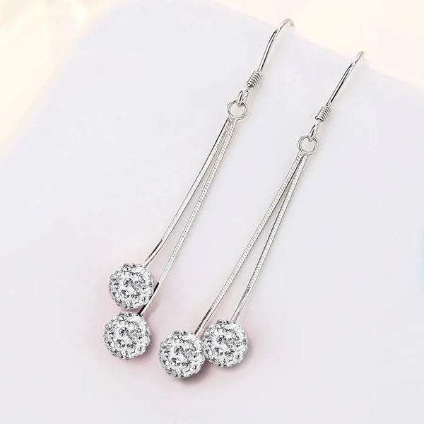 White Tassel Drop Earrings | 925 Sterling Silver