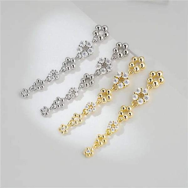 Geometric Floral Drop Earrings | 925 Sterling Silver