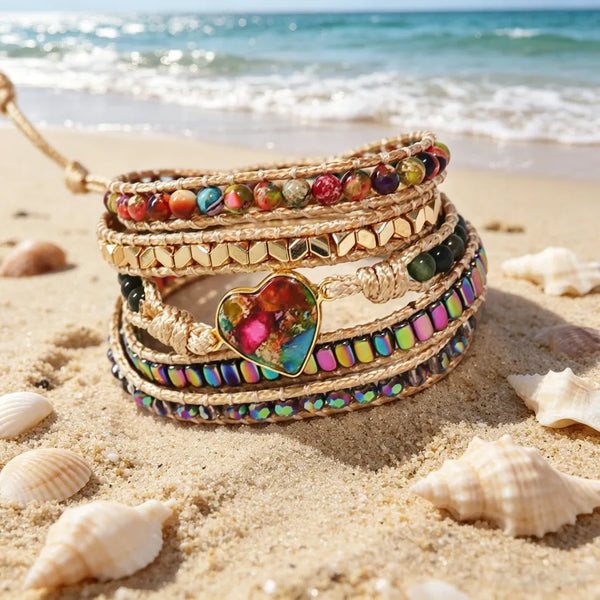 Gold-Plated Heart Bracelet | Natural Stone