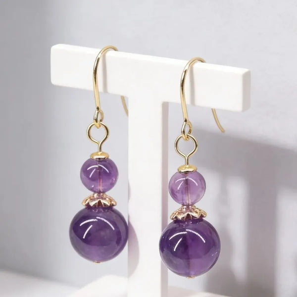 Purple Crystal Stud Earrings | Stainless Steel