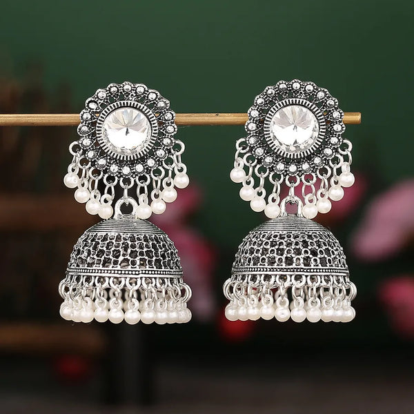 Black Floral Drop Earrings | Alloy