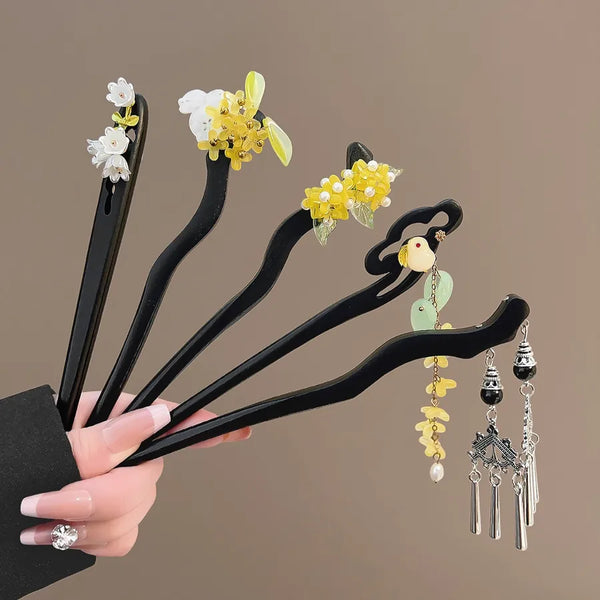Material Floral Hairpin Headband | Wood