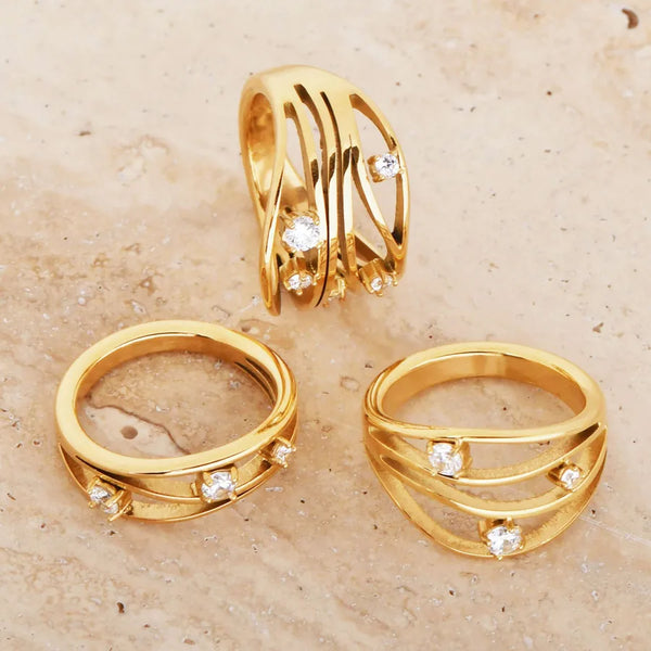 Retro Zircon Ring | Stainless Steel