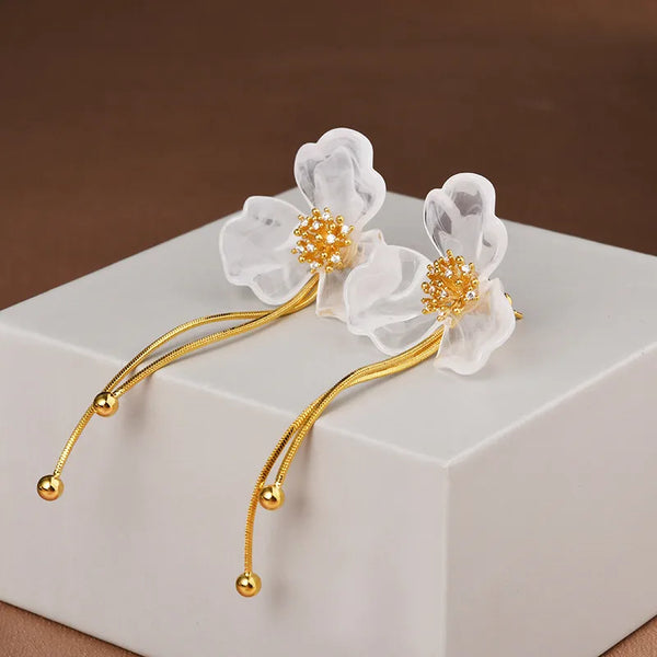 Tassel Floral Stud Earrings | Copper