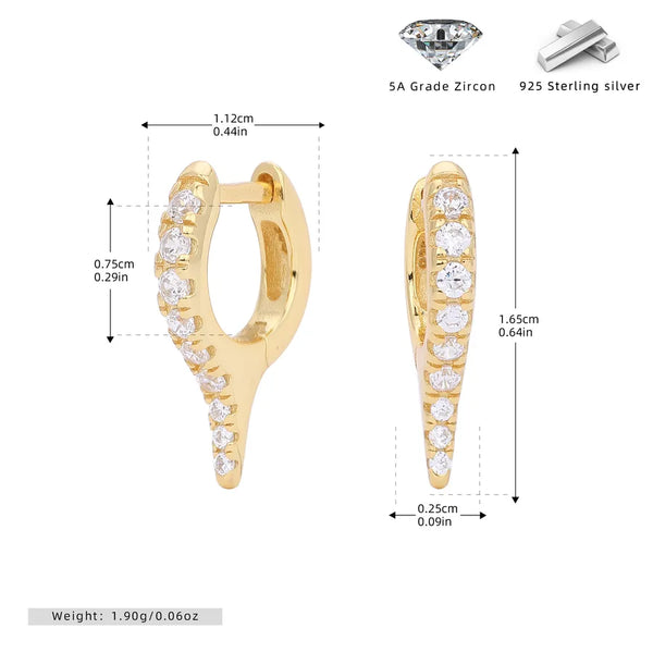 Gold Zircon Earrings | 925 Sterling Silver