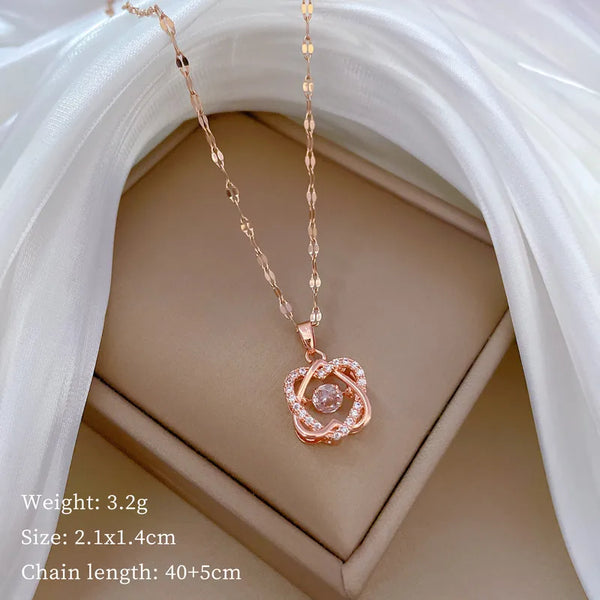 Titanium Zircon Pendant Necklace | Stainless Steel