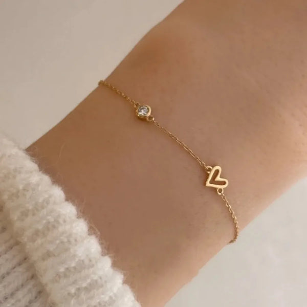 Diamond Heart Bracelet | 925 Sterling Silver