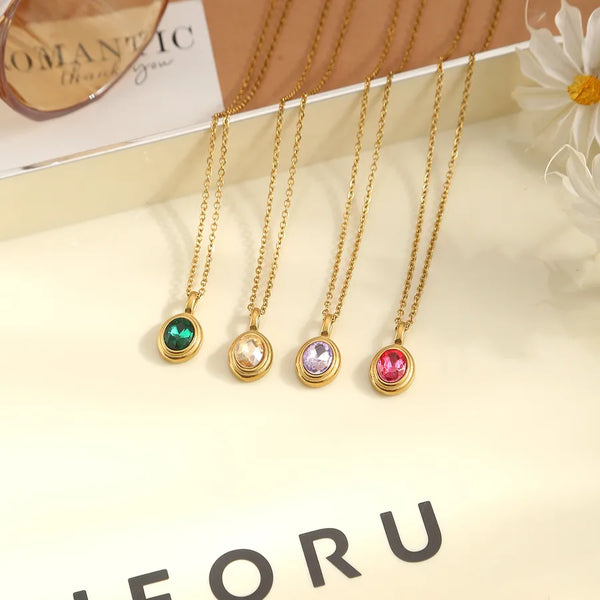 Red Zircon Necklace | Titanium Steel