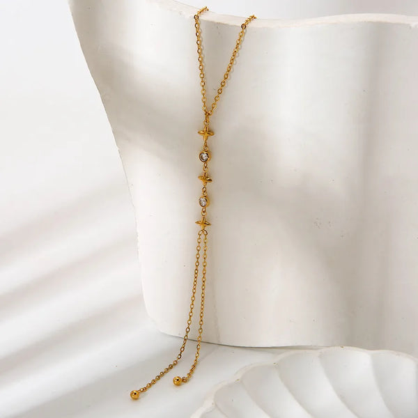 Zircon Floral Pendant Necklace | Stainless Steel