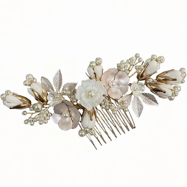 Bridal Floral Hair Comb Headband | Alloy
