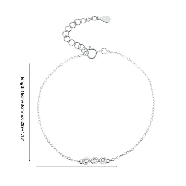 Three Zircon Bracelet | 925 Sterling Silver