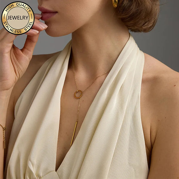 Circle Gold-Plated Necklace | Stainless Steel