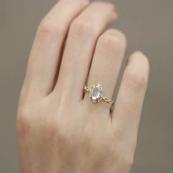 Geometric Cat's Eye Ring | Copper