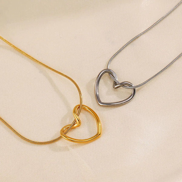 Gold Heart Pendant Necklace | Stainless Steel