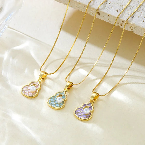 Leaf Artificial Pearl Necklace | Copper