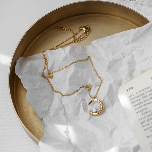 Moon Celestial Pendant Necklace | Titanium Steel