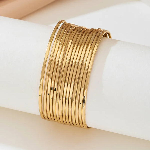 Gold Geometric Bangle Bracelet | Gold