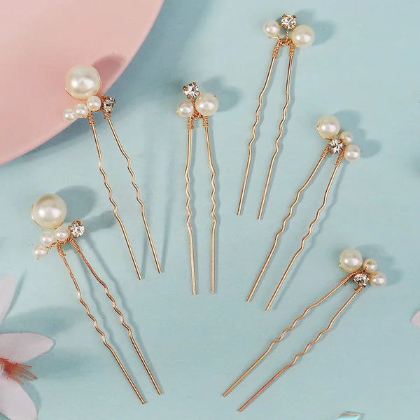 Rhinestone Artificial Pearl Hairpin Headband | Rhinestone