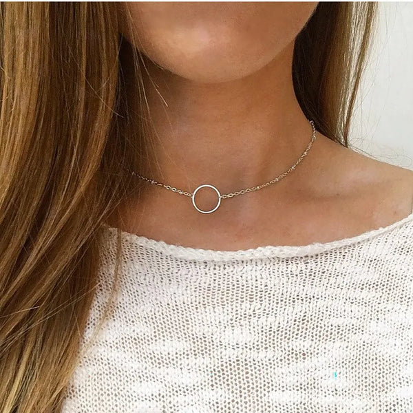 Geometric Artificial Pearl Pendant Necklace | Copper
