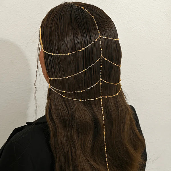 Geometric Hair Chain Headband | Copper