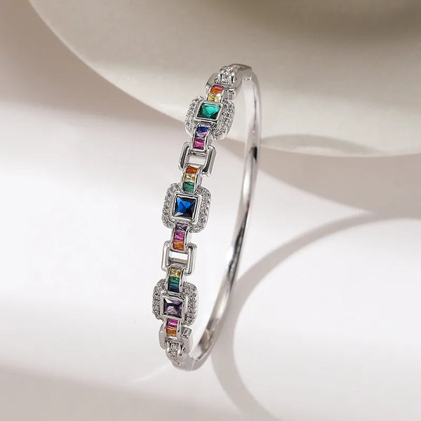 Square Zircon Bangle Bracelet | Copper