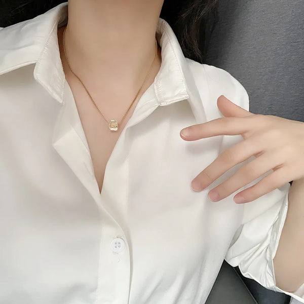 Glass Geometric Necklace | Stainless Steel