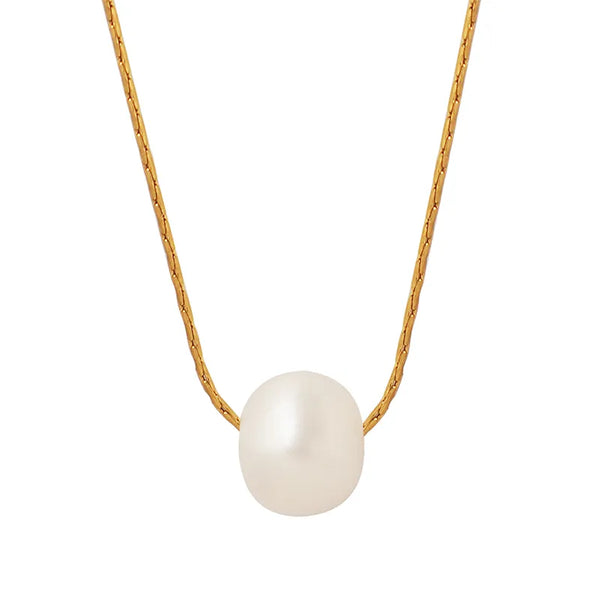 Freshwater Pearl Pendant Necklace | Stainless Steel