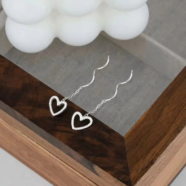 Heart Drop Earrings | 925 Sterling Silver