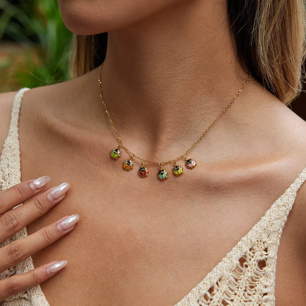 Enamel Gold-Plated Necklace | Stainless Steel