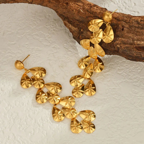 Gold-Plated Teardrop Drop Earrings | Stainless Steel