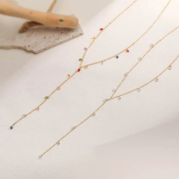 Tassel Zircon Necklace | Copper