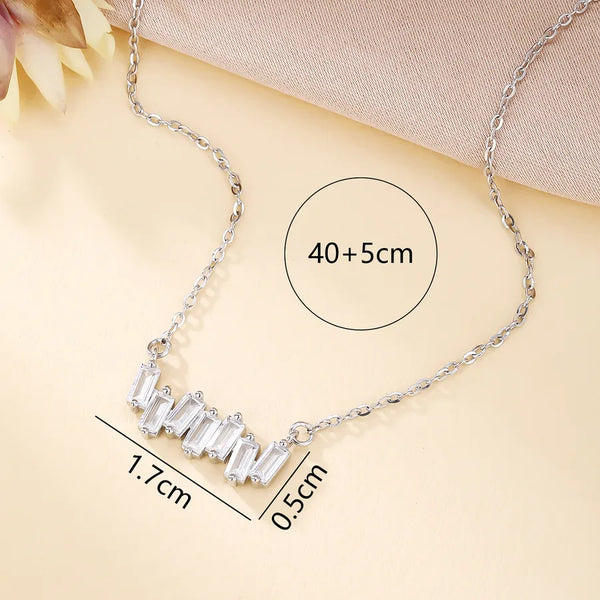 Rectangle Zircon Pendant Necklace | 925 Sterling Silver