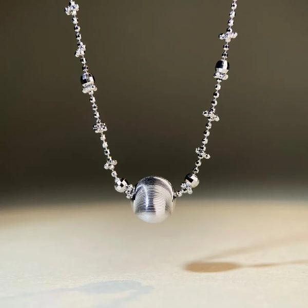 Round Geometric Necklace | 925 Sterling Silver