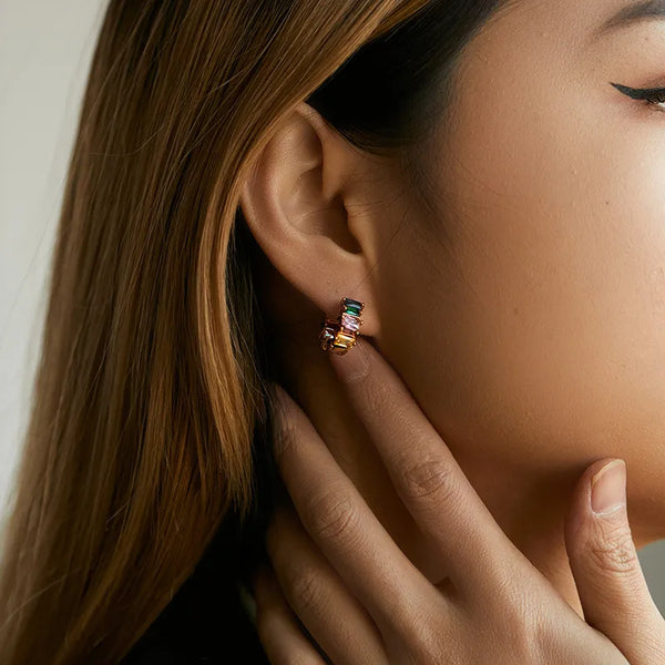 Zircon Heart Earrings | Copper